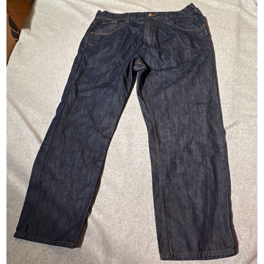 Access Men's Straight Leg Dark Wash Blue Denim Jeans Regular Fit 5-Pocket
